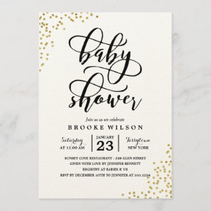 Gold Glitter Confetti Baby shower Uitnodiging