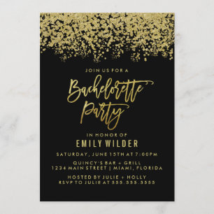 Gold Glitter Confetti Bachelorette Kaart