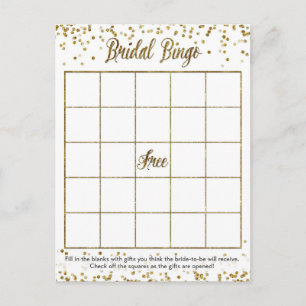 Gold Glitter Confetti Bingo Vrijgezellenfeest Spel Uitnodiging Briefkaart