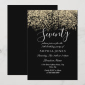 Gold Glitter Confetti Black 70e verjaardag Kaart (Voorkant / Achterkant)