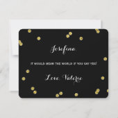 Gold Glitter Confetti Black | bruidsmeisje Kaart (Achterkant)