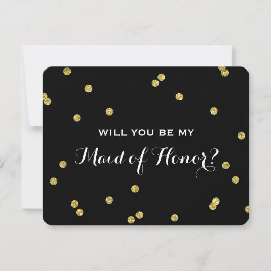 Gold Glitter Confetti Black | bruidsmeisje Kaart (Voorkant)