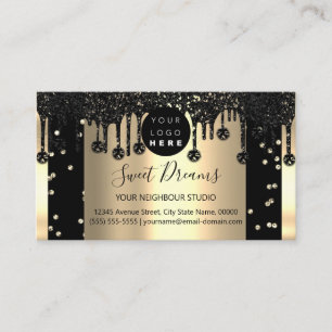 Gold Glitter Confetti Black VIP-schijven omhuld Visitekaartje