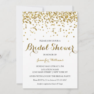 Gold Glitter Confetti Bridal Shower Kaart