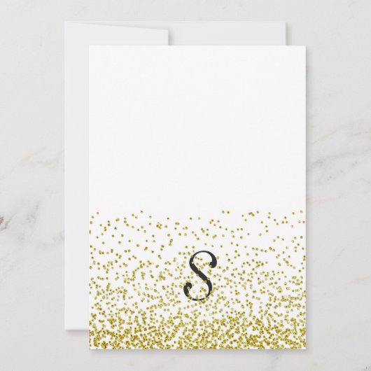 Gold Glitter Confetti Bruidsdouche Uitnodigingen (Achterkant)