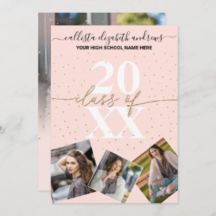 Gold Glitter Confetti Class of Afstuderen Photo Kaart