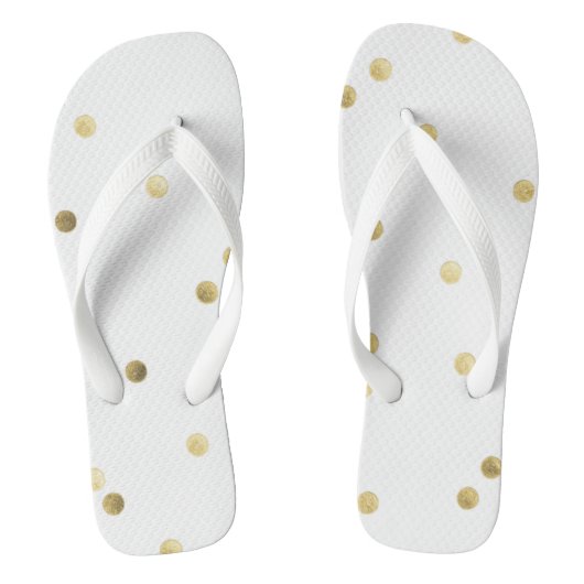 Gold Glitter Confetti Dot Polka Flip Flop Sandals (Voetbed)