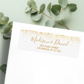 Gold Glitter Confetti Elegant Wedding Address Etiket