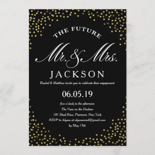 Gold Glitter Confetti Future Engagement Party Kaart