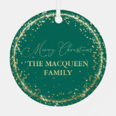 Gold Glitter Confetti Green Metalen Ornament (Achterkant)