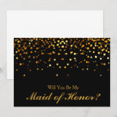 Gold Glitter Confetti Maid of Honor Kaart (Voorkant / Achterkant)
