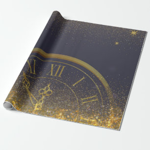Gold Glitter Confetti middernacht Cadeaupapier