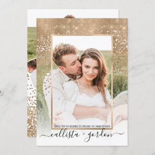 Gold Glitter Confetti Ombre Fotocollage Wedding Kaart