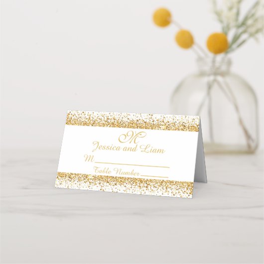 Gold Glitter Confetti op een witte achtergrond (Voorkant)