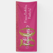 Gold Glitter Confetti Pink 50 & Fabulous Birthday Spandoek (Verticaal)