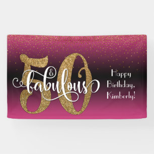 Gold Glitter Confetti Pink Ombre 50 & Fabulous Spandoek