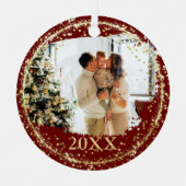 Gold Glitter Confetti Red Metalen Ornament (Voorkant)