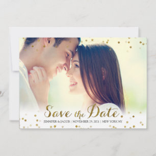 Gold Glitter Confetti Save the Date Photo Card