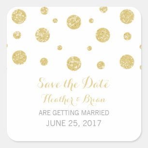 Gold Glitter Confetti Save the Date Stickers
