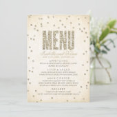 Gold Glitter Confetti Stippen Weddenschappen Menu (Staand voorkant)