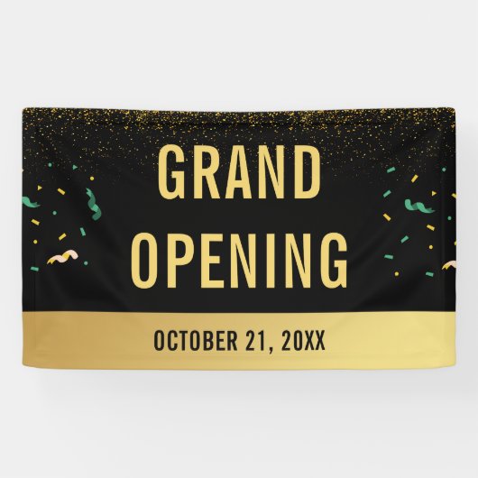 Gold Glitter & Confetti voor grote opening Spandoek (Horizontaal)