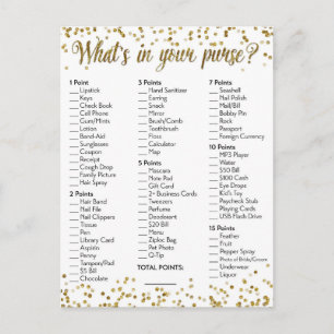 Gold Glitter Confetti Wat zit er in je Purse Game Briefkaart