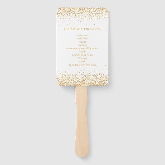 Gold Glitter Confetti Wedding Ceremony Program Handwaaier (Achterkant)