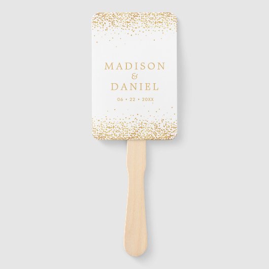 Gold Glitter Confetti Wedding Ceremony Program Handwaaier (Voorkant)