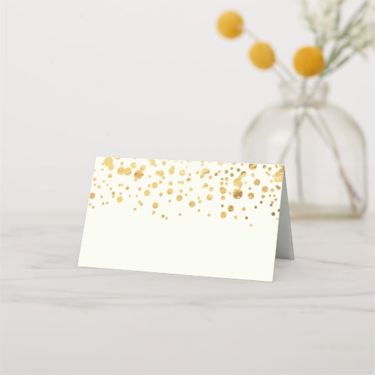 Gold Glitter Confetti Wedding Place Card (Voorkant)