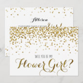 Gold Glitter Confetti Wil jij mijn Bloemenmeisje z Kaart (Voorkant / Achterkant)
