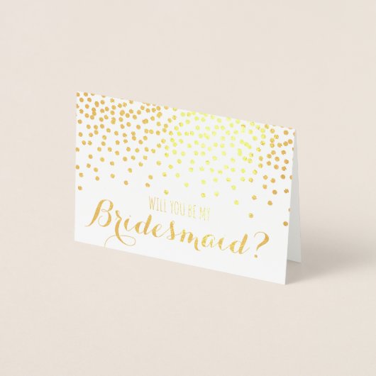 Gold Glitter Confetti Zal je mijn Bridesmaid zijn? Folie Kaarten (Voorkant)