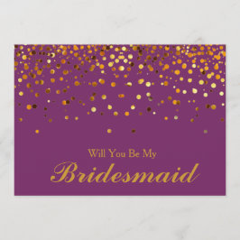 Gold Glitter Confetti Zal je mijn Bridesmaid zijn? Kaart