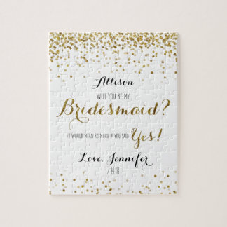 Gold Glitter Confetti Zal je mijn Bridesmaid zijn? Legpuzzel