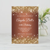 Gold Glitter Copper Ombre Fancy Monogram Kaart (Staand voorkant)