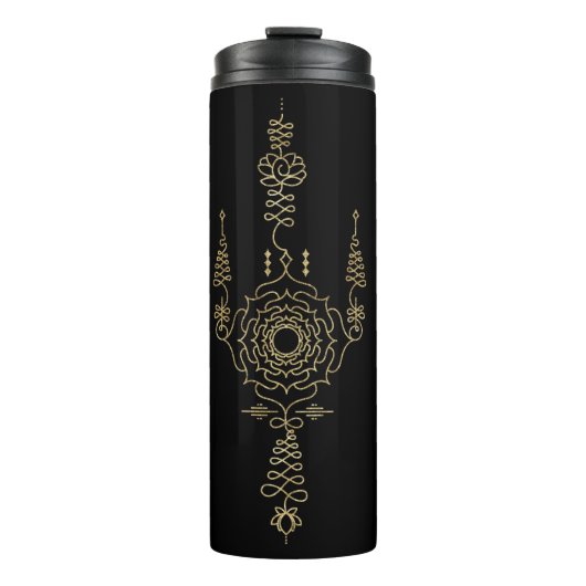 *~* Gold Glitter Crown Chakra Totem BLACK Thermosbeker (Voorkant)