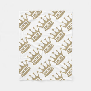 Gold Glitter Crown Fleece Deken