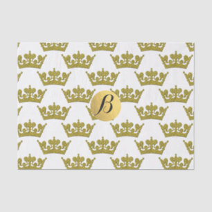 Gold Glitter Crowns Royal Monogram Elegant Modern Tissuepapier