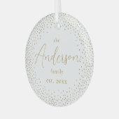 Gold Glitter Custom Family Name Script - Kerstmis Glas Ornament (Voorkant links)