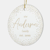 Gold Glitter Custom Family Name Script - Kerstmis Keramisch Ornament (Links)