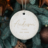 Gold Glitter Custom Family Name Script - Kerstmis Keramisch Ornament