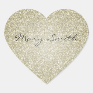 Gold Glitter Custom Name Hart Sticker