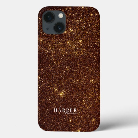 Gold Glitter Custom Name Hoesje-Mate iPhone Case (Achterkant)