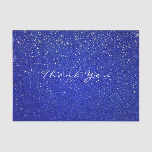 Gold Glitter Dank u kobalt Blue Spark Tissuepapier (Voorkant)