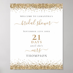 Gold Glitter Days to Wedding Welcome Vrijgezellenf Poster