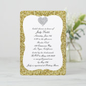 Gold Glitter Diamond Heart Vrijgezellenfeest Invit Kaart (Staand voorkant)