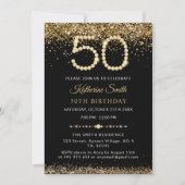 Gold Glitter Diamonds 50th Birthday Invitation (Devant)