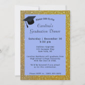 Gold Glitter Dinner Blue Afstuderen Kaart (Voorkant)