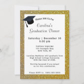Gold Glitter Dinner White Afstuderen Kaart (Voorkant)