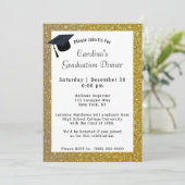 Gold Glitter Dinner White Afstuderen Kaart (Staand voorkant)
