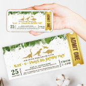Gold Glitter Dinosaur Forest Ticket Pass Kaart
